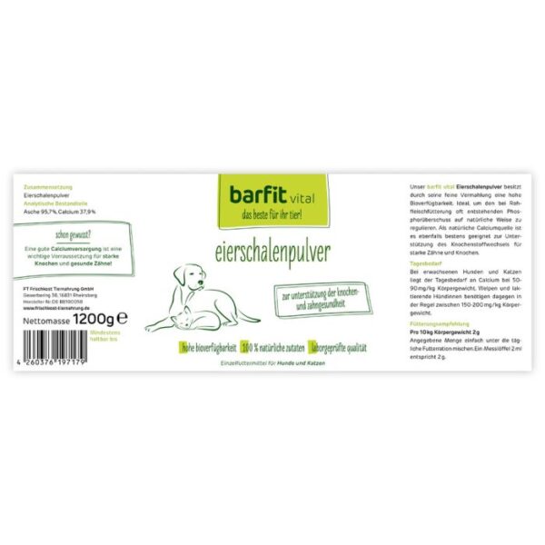 BARFIT VITAL EIERSCHALENPULVER Hundefutter & Zubehör Hunde & Katzen Tiernahrung von Belcando und Leonardo