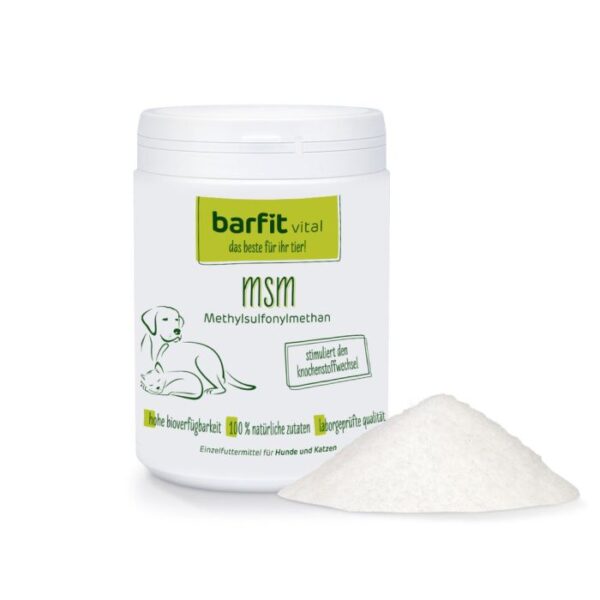 BARFIT VITAL MSM (METHYLSULFONYLMETHAN) 500G Nahrungsergänzung & BARF Hunde & Katzen Tiernahrung von Belcando und Leonardo