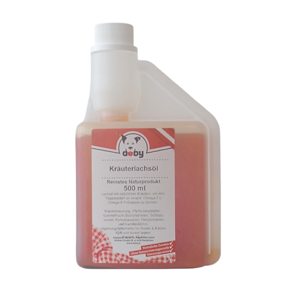DOBY® LACHSÖL MIT NATÜRLICHEN KRÄUTERN Hundefutter & Zubehör Hunde & Katzen Tiernahrung von Belcando und Leonardo