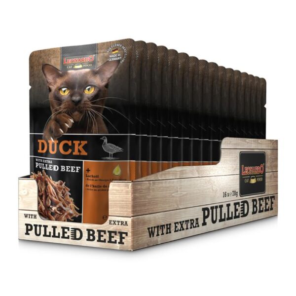 LEONARDO DUCK + EXTRA PULLED BEEF Katzenfutter & Zubehör Hunde & Katzen Tiernahrung von Belcando und Leonardo