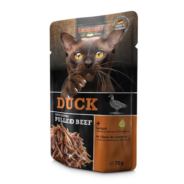 LEONARDO DUCK + EXTRA PULLED BEEF Katzenfutter & Zubehör Hunde & Katzen Tiernahrung von Belcando und Leonardo