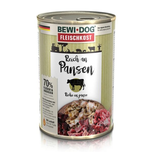 BEWI DOG FLEISCHKOST REICH AN PANSEN Nassfutter Hunde & Katzen Tiernahrung von Belcando und Leonardo